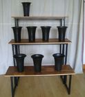 Wooden And Metal Plant Display Rack , Bamboo Shelves Plant Display Stand