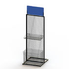 Double Sides Hooks Metal Wire Display Racks With Shelves KD Construction