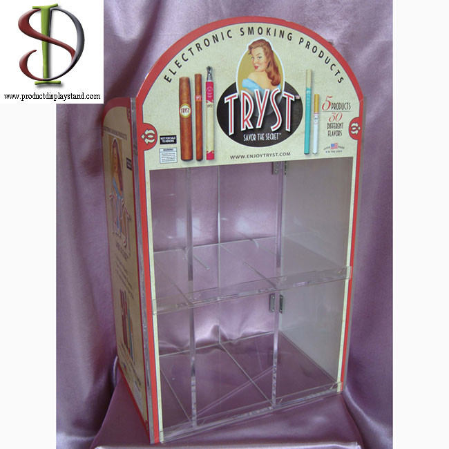 Clear Acrylic Shelves Counter Top Display Stand With Locked Door And Customer Logo