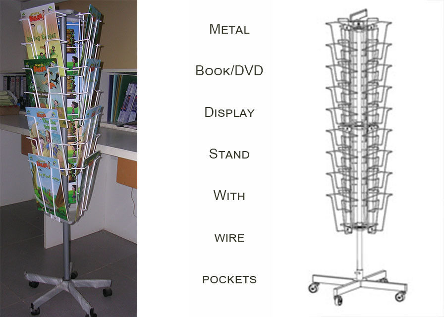 3 Sides Iron Wire Metal Book Display Stand For Magazines And Books Customized Size